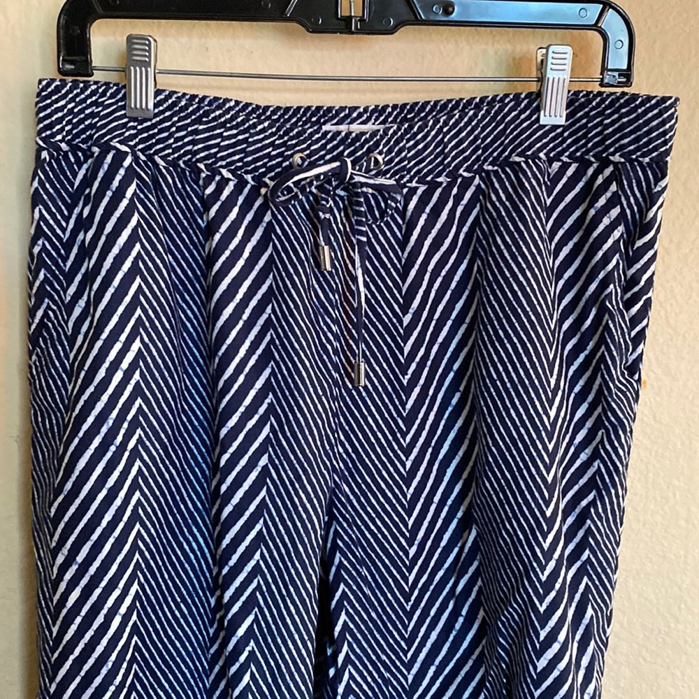 Michael Kors Navy Striped Wide-Leg Pants